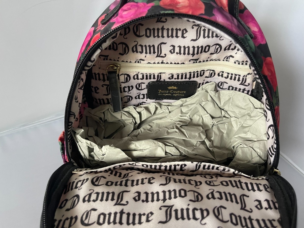 NWT JUICY COUTURE Black Multi Rose Rosie Floral Pink MINI 