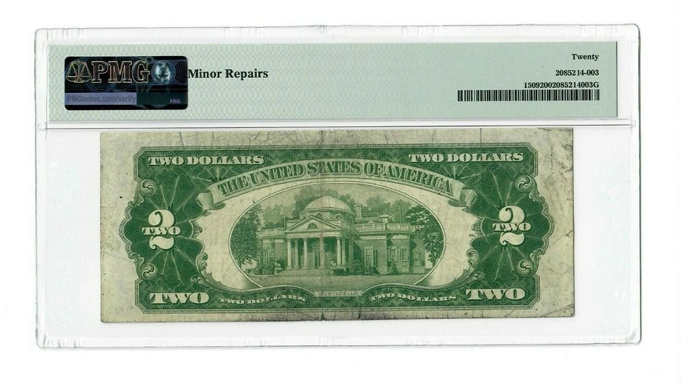 $2 LEGAL TENDER NOTE 1953  # A00000008A  PMG-20  #8 LUCKY FANCY LOW S/N 00000008 - Image 2 of 2