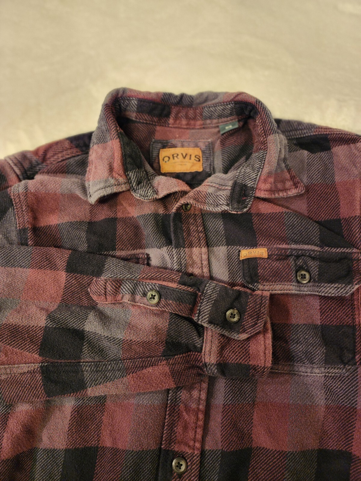 Orvis Medium Plaid Button Up Multi Colored Shirt … - image 1