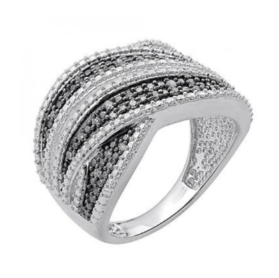 Schöner Designer-Diamantring Damen 14 Karat Weißgold-Finish Größe 7