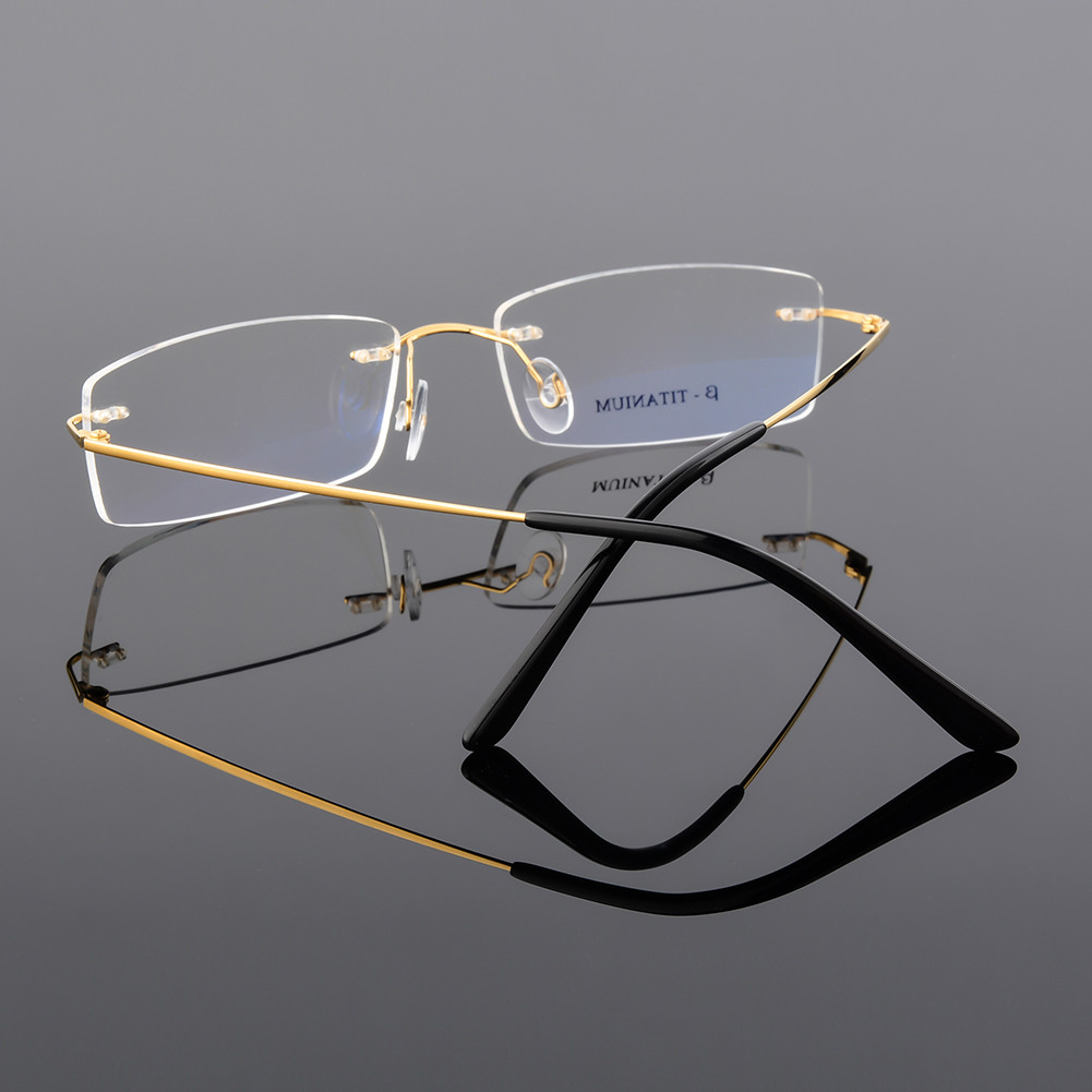 Men's Ultra Light Flexible β-Titanium Rimless Eyeglasses