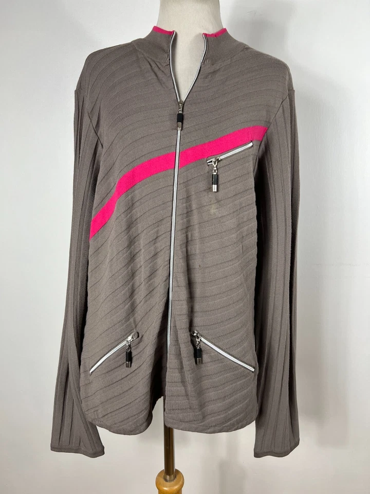 Jamie Sadock L Chaqueta Grande Ligera Cremallera Beige Rosa Bolsillos Elastizados E1 Foto 2 de 4