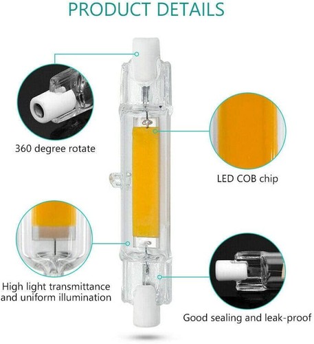 4X 10W R7s 78mm LED COB Light 80W Halogen Equivalent J Type T3 Floodlight Bulb - Picture 3 of 8