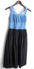 Children's costume dress sleeveless blue check, skirt black approx. size 158