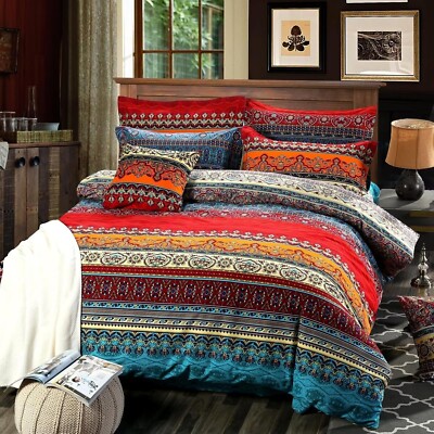 3-teiliges Boho Bettbezug Set Wende Struktur Weich Leicht Bohemia Bettwäsche Q