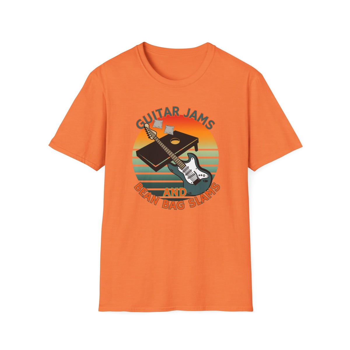 Guitar Jams and Bean Bag Slams Cornhole and Guitar Lover T-Shirt 
