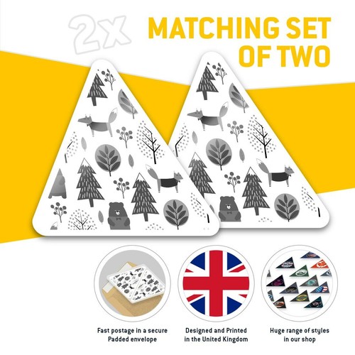 2 x Triangle Stickers 10cm - BW - Cute Woodland Animal Forest Woods #41180 - 第 2/9 張圖片