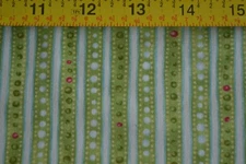 By 1/2 Yd Green Red & White Striped Quilt Cotton Benartex/Halvorsen/Jingle,B1025