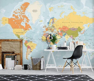 3D Colored World Map O1291 Wallpaper Wall Murals Removable Wallpaper Sticker Eve