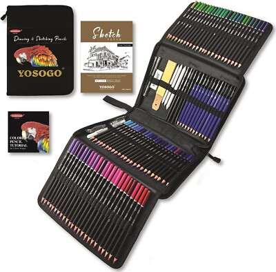 Yosogo 149-teiliges Zeichen- & Skizzenstifte-Set, Künstler-Set enthält farbige