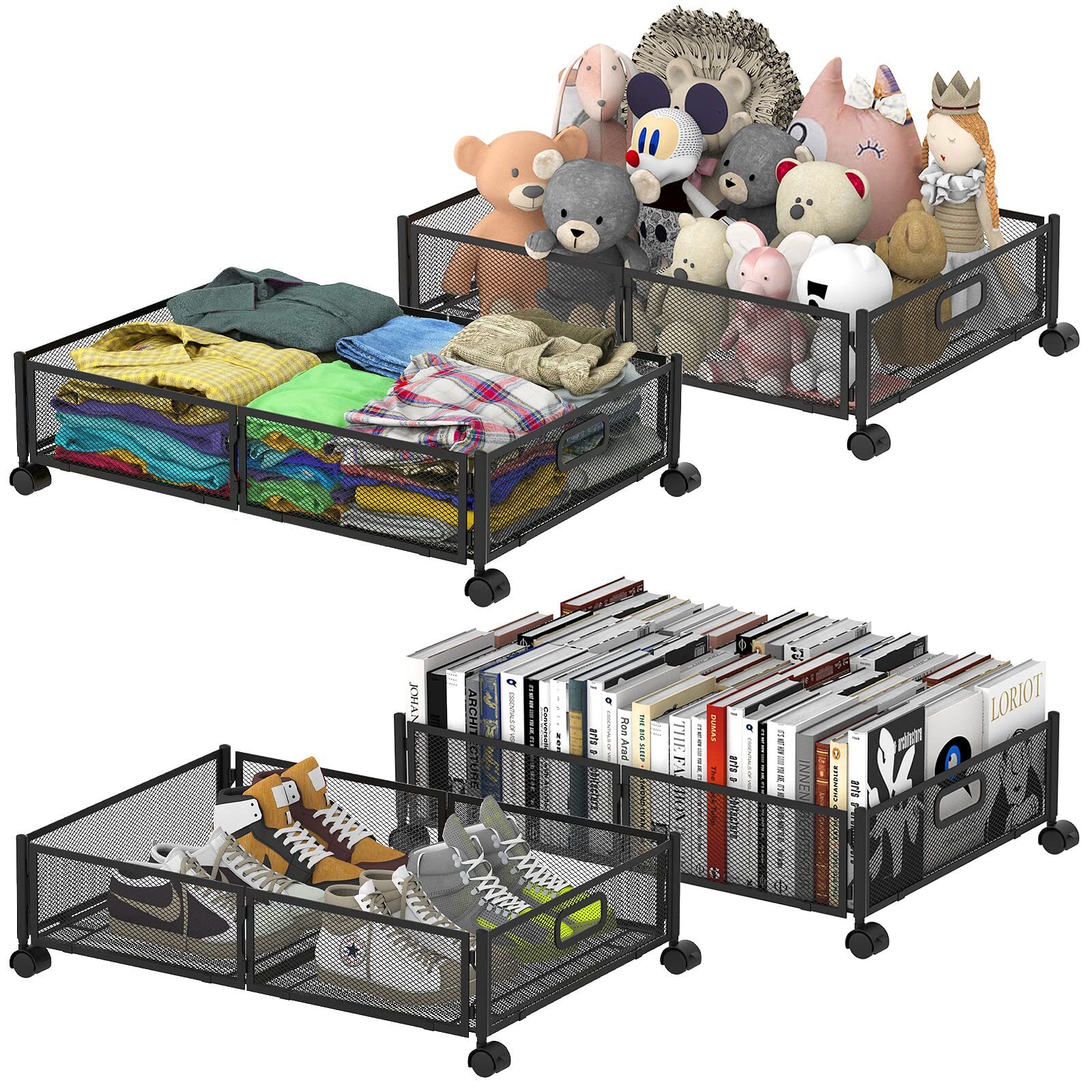 4-Pack Foldable Under Bed Storage Containers with Lid for Easy Organization-image
