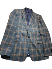 Kudoro Mens Suits 3 Piece Check Plaid Suits Jacket Vest Pants Yellow/Blue Large