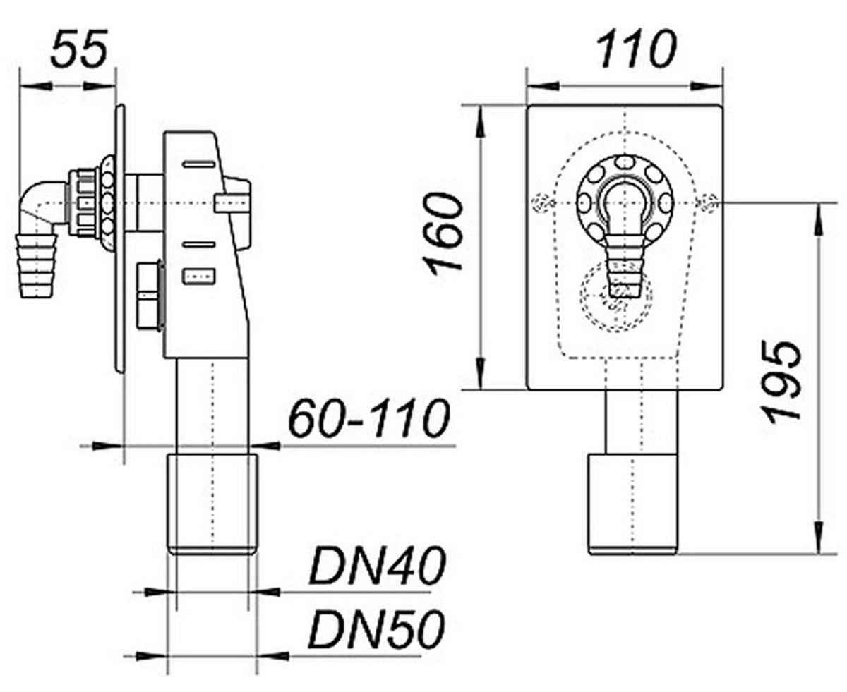 Dallmer Doppelanschluss 1" Geräteanschluss HL400 Unterputz Siphon Sifon 140128 4001636140128 - Foto 3
