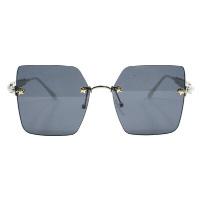 Rimless Square Sunglasses Womens Rhinestones Star Studded  display picture 1