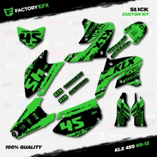 Black & Green Slick Racing Graphics Kit fits 08-18 Kawasaki KLX450 Klx 450 Decal
