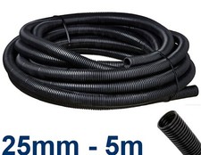 Black Plastic 25mm Dia Flexible Corrugated Conduit Tube 5m Wiring Protection