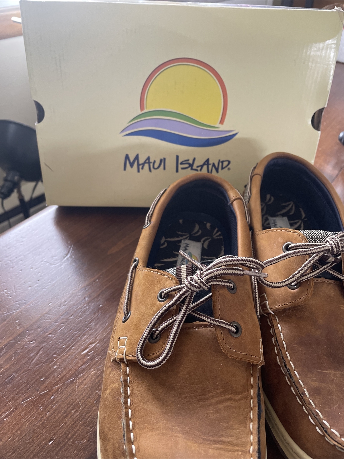 MAUI ISLAND HANA BROWN LOAFERS BOAT DECK SHOES MENS… Gem