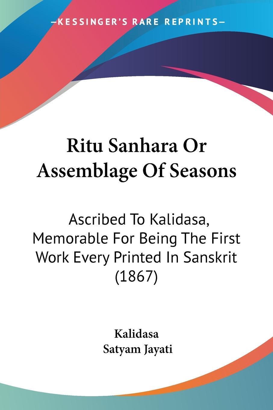 Ritu Sanhara Or Assemblage Of Seasons Kalidasa Taschenbuch Paperback