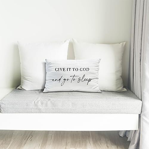 Give It to God and Go to Sleep, Decorative Pillows Covers for 12" x 20" White - Bild 5 von 6