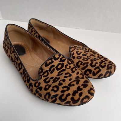Clarks Leopard Calf Hair Leather Artisan Valley Lounge Flats Women 7.5 Brown