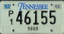TENNESSEE 2002 license plate "P1 46155" *****9,000 lbs.*****