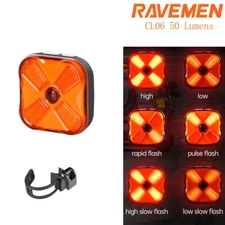 RAVEMEN Bike Rear Light USB Rechargeable Bicycle Smart Tail Lamp CL06 50 Lumens