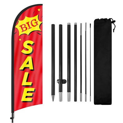 Big Sale 8Ft Feather Flag with Pole & Stake, Swooper Banner Sign for Business