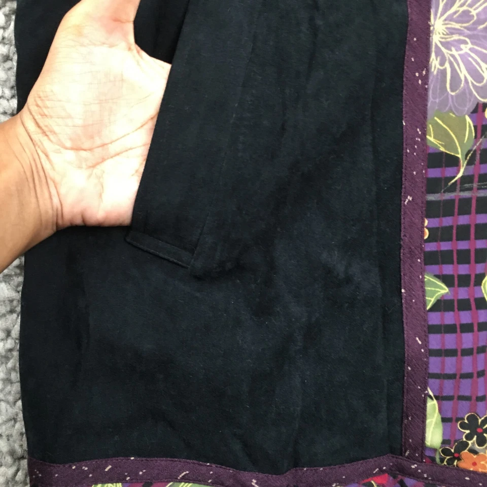 Koos Of Course Womens Jacket Sz L Black Purple Floral Full Zip Long Sleeve NWOT - Image 4 of 4