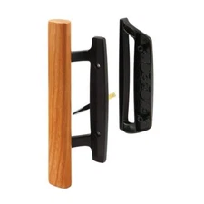 Mortise Style Reversible Sliding Patio Door Handle Set with Oak Wood Interior Ha
