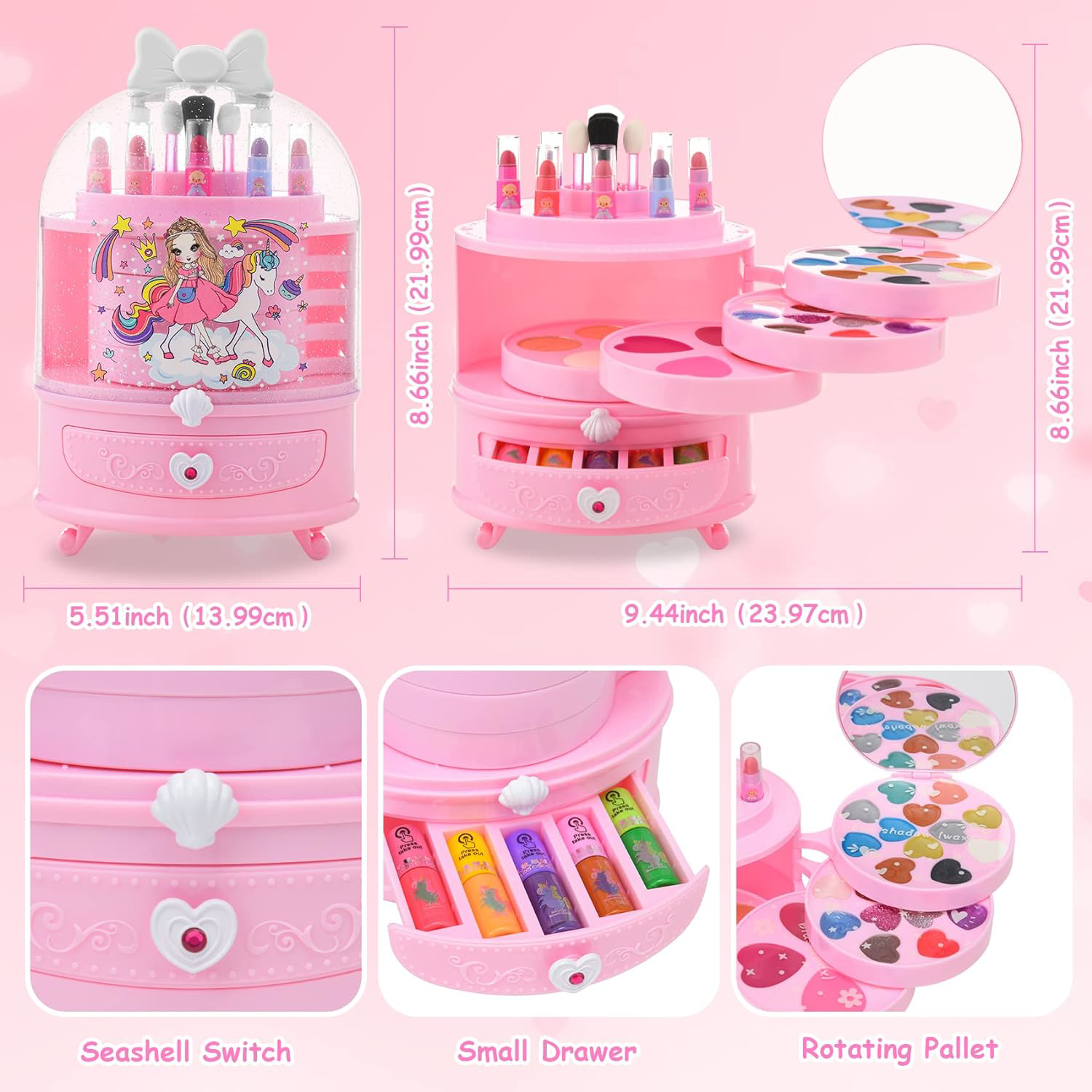53PCS Kids Makeup Sets For Girls Unicorn Real Washable Girls Make Up Set eBay