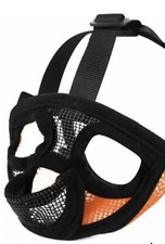 Tandd Short Mouth Muzzle Dog Flat Face Orange Mesh Chewing Biting Sz Large Z5