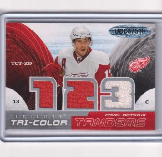 2008-09 UD Trilogy Tri-Color Tandems Jersey Zetterberg Datsyuk Detroit Red Wings