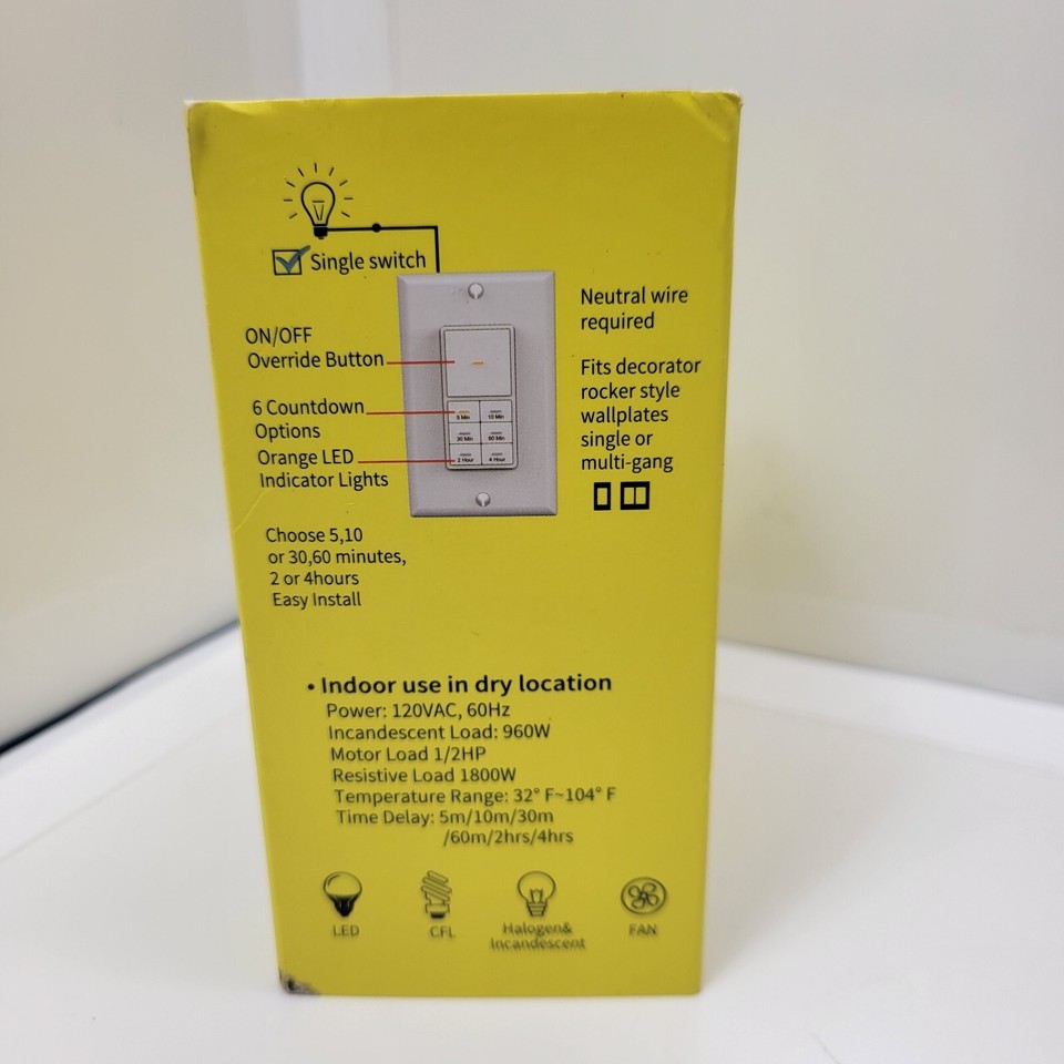 Minoston mt10n Countdown Timer Switch with Manual Override, Neutral ...