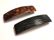 Alligator Snake Animal Print Rectangle Metal Hair Clip Barrette Made in France