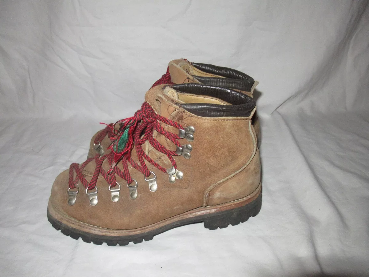 Vintage Milo Leather Hiking Mountaineer Boots With Vibram Soles Men's Size 6.5