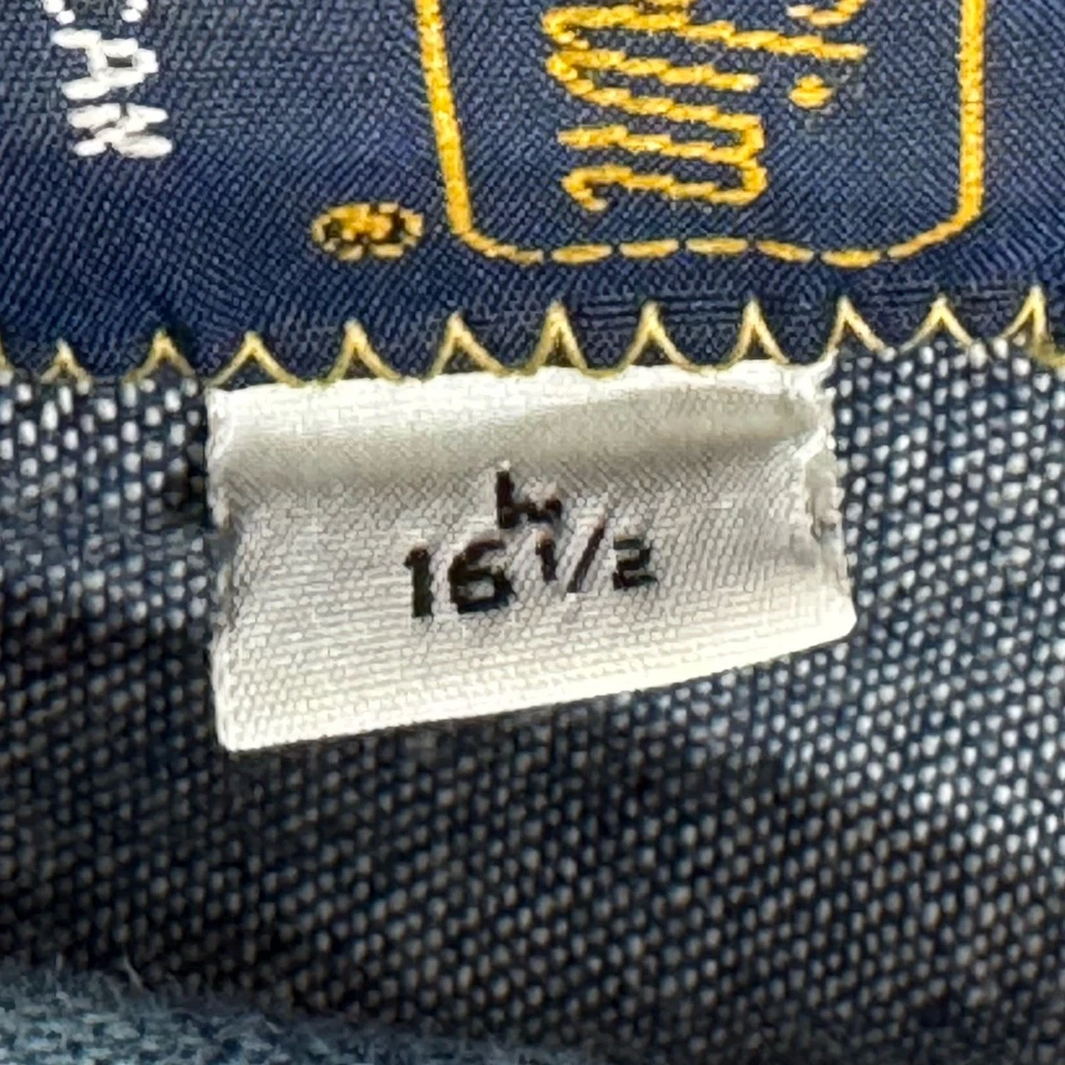 Camisa masculina grande vintage anos 80 Panhandle slim denim bloco de cores botão feita nos EUA - Imagem 4 de 4