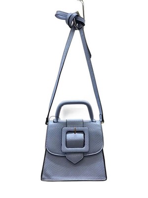 ZARA Shoulder Bag, Faux Leather, Blue, Solid Color