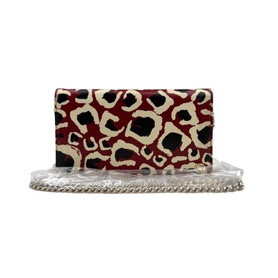 Gucci Leder Leopardenmuster Clutch Crossbody Kette Schultertasche Geldbörse Tasche
