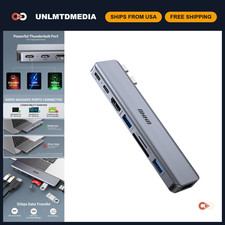8-in-2 USB C Hub Adapter for MacBook Air/Pro, 4K HDMI, Multiport Docking Station