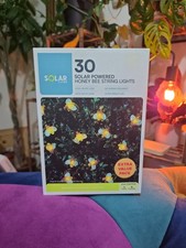 30 Solar Powered Honey Bee String Light multicoloured dual function static flash