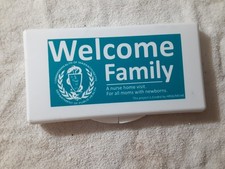 Massachusetts Welcome Family Travel Wipes EMPTY Case White Plastic Dept Health