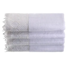Creative Scents White Fingertip Towel with Lace Trim set 4 11"x18" 4786-4
