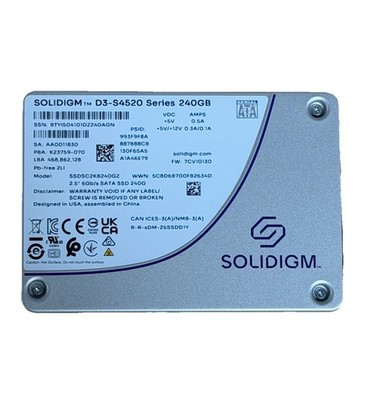 Solidigm D3-S4520 Series 240 GB SSDSC2KB240GZ 2.5  6Gb/s Sata Solid State Drive