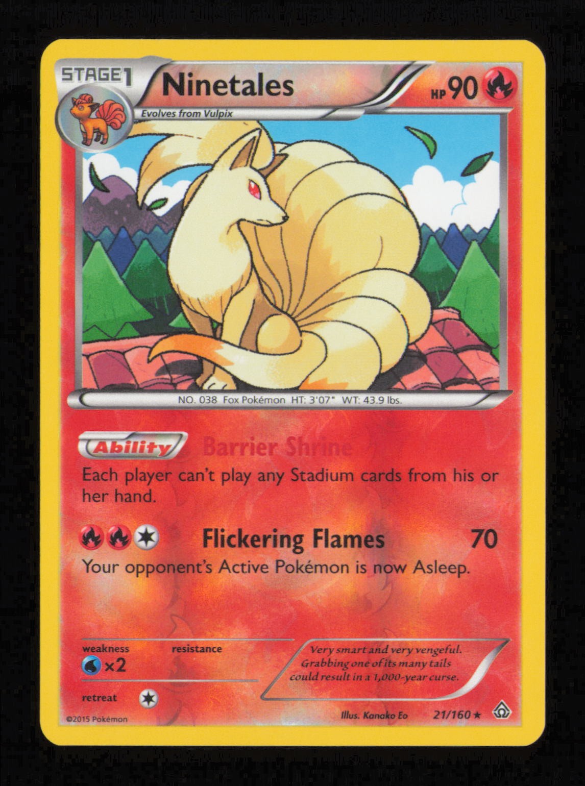 Ninetales 21/160 Rare Primal Clash Pokemon Reverse Holo Lightly Played