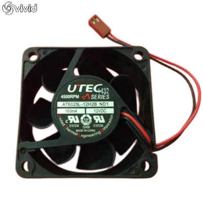 UTEC 6025 AT6025L-12H2B DC12V 160mA 60*60*25MM 4500RPM 2 Wire Dual Ball Fan