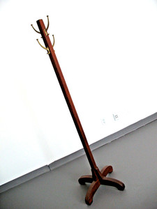 ANTIQUE  MISSION  OAK   HAT  / COAT HALL  TREE  73'' TALL 4 GOLDEN HOOKS