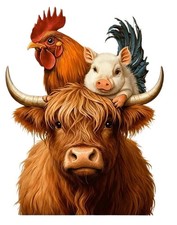 Diamond Art Kits for Adults Cow, 5D Chicken Diamond Dots Gem Painting Kit 12x16