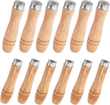 12PCS Wooden File Handles, Large & Medium Wood Handles with Metal Collars