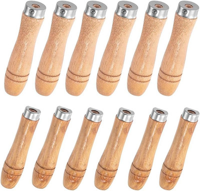 12PCS Wooden File Handles, Large & Medium Wood Handles with Metal Collars
