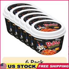6 Pack Buldak Tteokbokki Hot Chicken Bowl 185g Spicy Rice Cakes Ramen Noodles US
